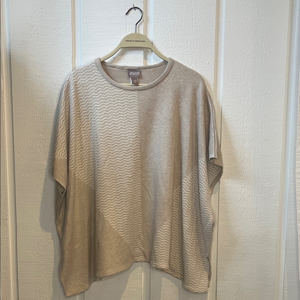 Chico's Beige and Cream Wave Pattern | Oversized Sweater